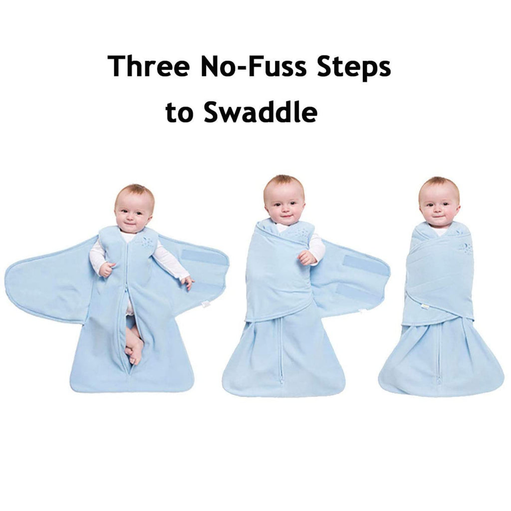 HALO 100% Cotton Sleepsack Swaddle, 3-Way Adjustable Wearable Blanket, TOG 1.5, Baby Blue, Small, 3-6 Months