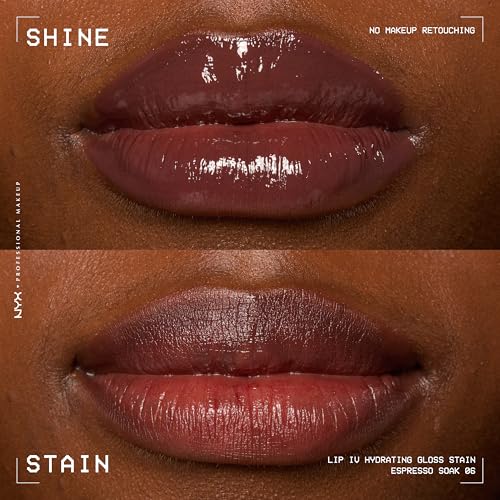 NYX PROFESSIONAL MAKEUP Lip IV Hydrating Glossy Lip Stain with 12HR Hydration - Espresso Soak (Brown)