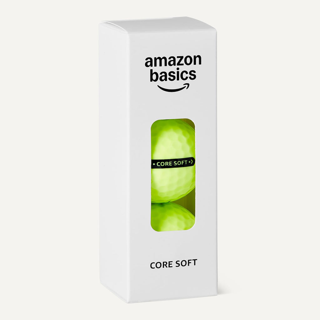 Amazon Basics Core Soft Golf Balls, Low Compression, Side Stamp Alignment, 24-Pack, Yellow