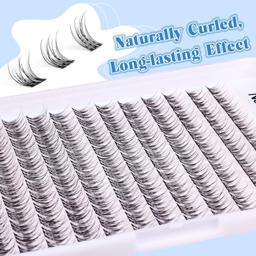 Lash Clusters Kit Natural DIY Eyelash Extension Kit Wispy Individual Lashes Extension CC Curl 9-11MM Lash Bond and Seal Tweezers for Beginner by Newcally