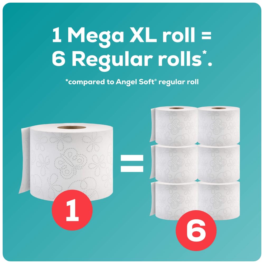 Angel Soft Toilet Paper/Toilet Tissue 24 Super Mega Rolls=144 Regular Rolls