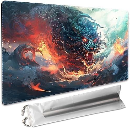 Premium Board Game 24x14in MTG Playmat Compatible for OCG CCG RPG TCG Playmat (Rebellion Dragons)