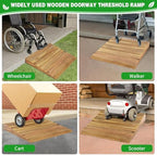 Wooden Threshold Ramp for Home Steps, 8" Rise Doorway Ramp with Non-Slip Grooves, Door Ramp for Wheelchair/Walker/Cart/Scooter, (31.4 W*8.0" H, Solid Pine Wood, 600LBS Capacity)