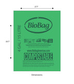 4 Gallon Compostable Trash Bags by BioBag, 75 Count, BPI Certified, Meets ASTM D6400 Standards, Made in USA, Small Kitchen & Bathroom Liners