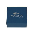 Magna Steel Men's Braided Genuine Leather Link Steel Chain Bracelet (Blue)