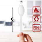 BluShine Heavy Duty Plastic Teaspoons, Disposable Bulk Utensils