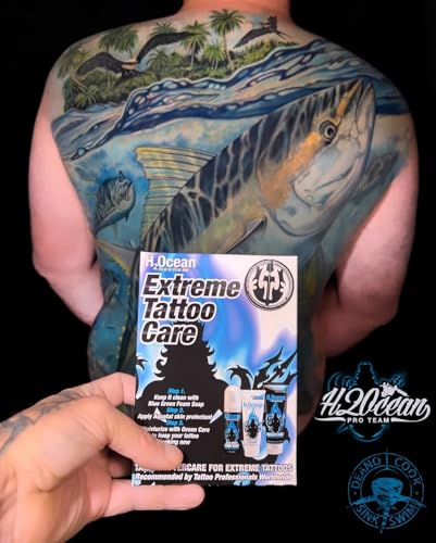 H2Ocean Blue Green Foam Soap - Tattoo Foam Antibacterial Soap for Tattoo Aftercare - Tattoo Care with Aloe Vera - Travel-Size Tattoo Moisturizer Soap - 1.7 oz