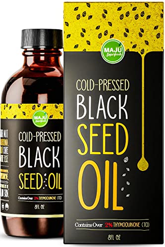 MAJU Black Seed Oil - 3 Times Thymoquinone, Cold-Pressed, 100% Turkish Black Cumin Seed Oil, Liquid Pure Blackseed Oil, Glass Bottle, 8 oz