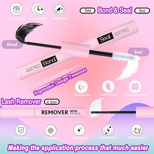 DAODER Wispy Lash Extension Kit 640Pcs Cluster Lashes Natural Look, Short Lash Clusters Kit 9-13mm 30D 40D 50D 60D D Curl Individual Lashes Kit with Lash Bond Seal Remover(30D+40D+50D+60D Kit 9-13mm)