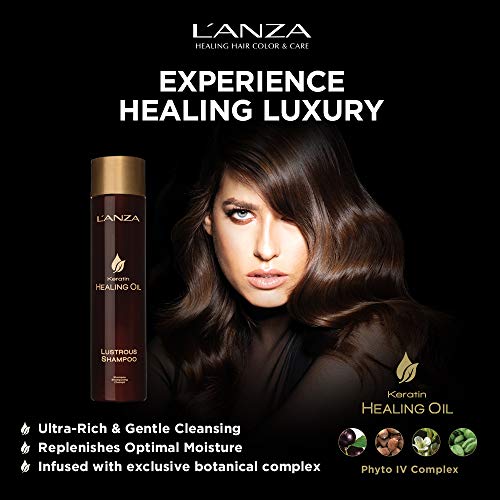 L'ANZA Keratin Healing Oil Lustrous Shampoo, Keratin Shampoo For Dry Damaged Hair, Boosts Shine, Strength and Hair Health, Repairing Damage and Prevents Frizz, Sulfate Free, Cruelty Free