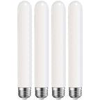 Leools 8.9inch Long LED Light Bulb Matt Opal Porcelain Warm White 2700K Dimmable E26 Base 8W Led Tubular Bulb,CRI90,600LM,60 Watt Equivalent,Outside Frosted Glass,for Cabinet Display Cabinet etc,4Pcs