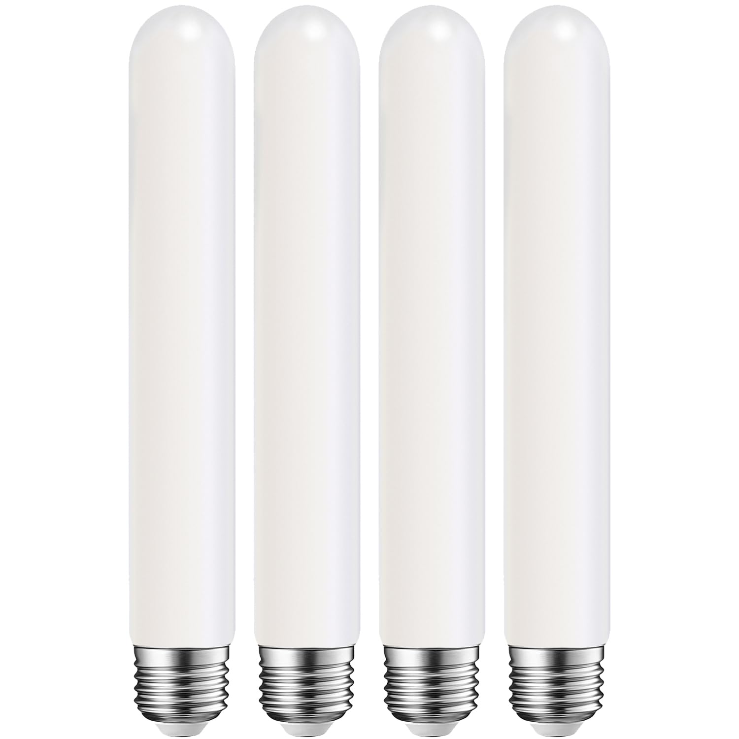 Leools 8.9inch Long LED Light Bulb Matt Opal Porcelain Warm White 2700K Dimmable E26 Base 8W Led Tubular Bulb,CRI90,600LM,60 Watt Equivalent,Outside Frosted Glass,for Cabinet Display Cabinet etc,4Pcs