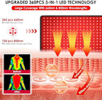 Red Light Therapy for Body, 24" x 12" Large Infrared Red Light Therapy Belt Pad with Timer for Back Belly Shoulder Muscle Pain Relief, 32W Portable 660nm 850nm Home Heating Light Therapy