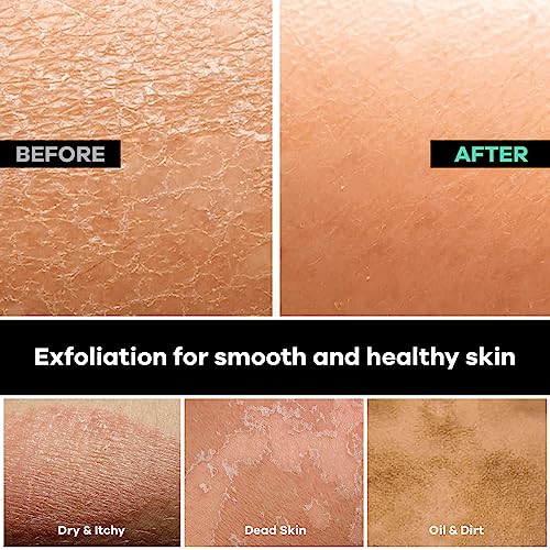 Dermasuri Deep Exfoliating Back Scrubber -Bath & Shower Back Scrub - Body Exfoliator Scraper Tool - Valentine's Gift for Her or Him - Deep Exfoliation Body Cleaner for Shower, 27" Long, 8" Wide