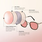 BRADDELL FL-41 Photochromic Transitional Rose Migraine Light Sensitivity Glasses for Fluorescent LED Glare & Concussion