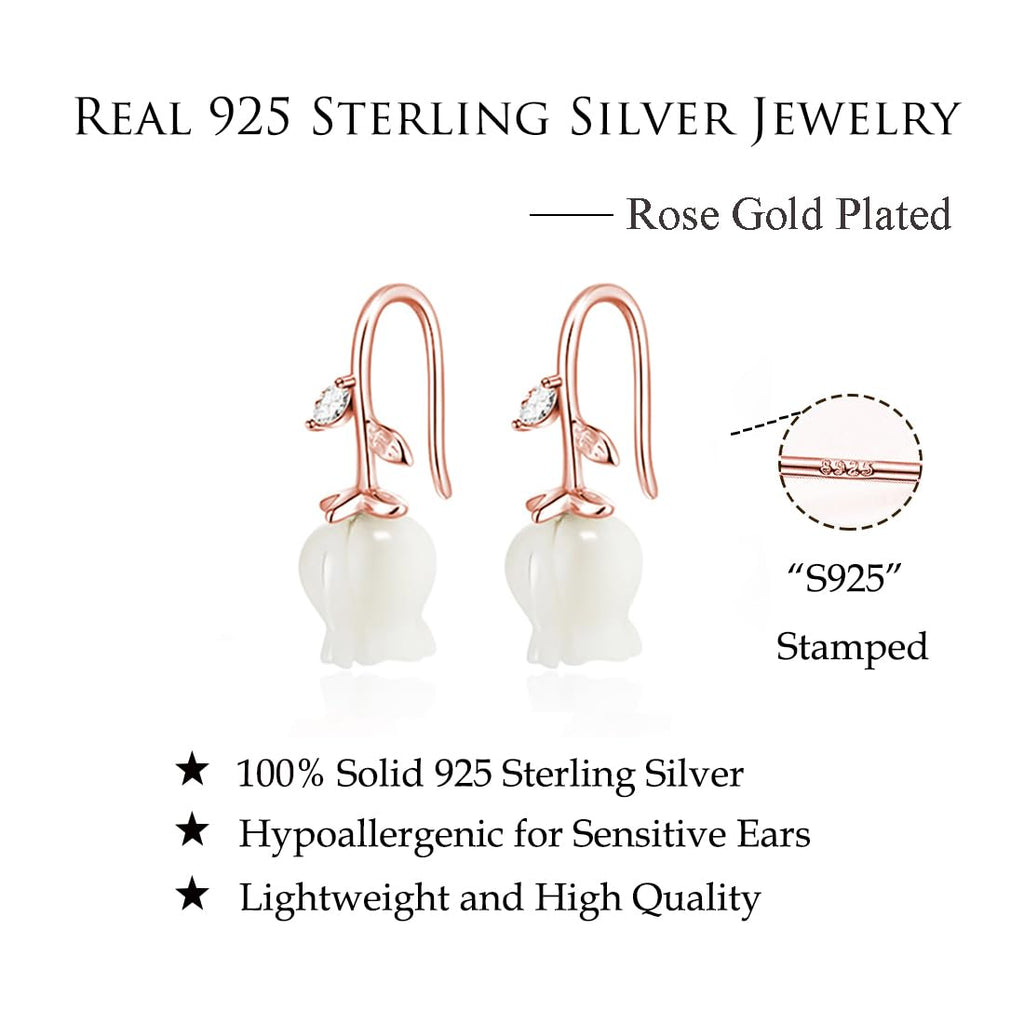 Reffeer Solid 925 Sterling Silver Flower Crawler Cuff Earrings Wraps for Women Teen Girls Flower Wrap Earrings Climber (C-Rose Gold)