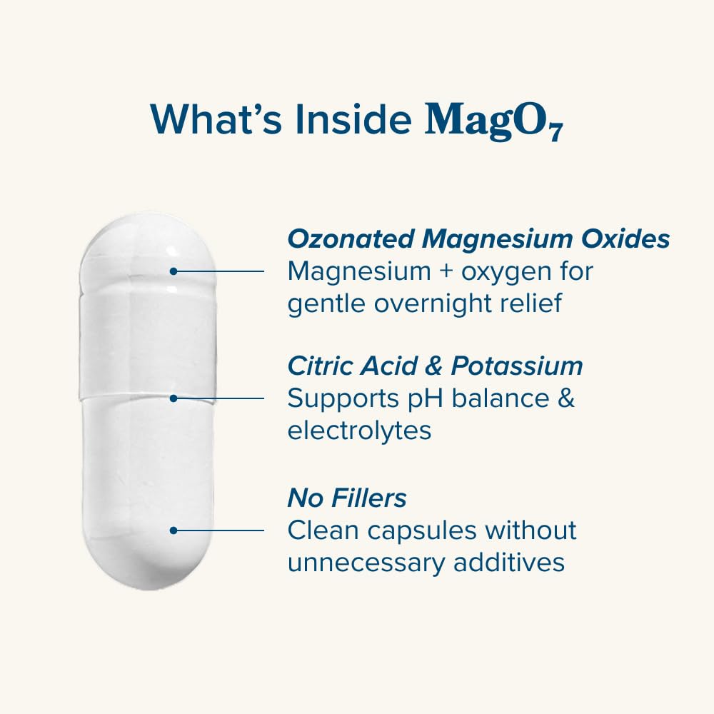 nbpure MagO7 - Natural Colon Cleanse & Detox - Occasional Constipation Relief, Stool Softener, & Bloating Support for Men & Women - Ozonated Magnesium Oxide, 30 Capsules
