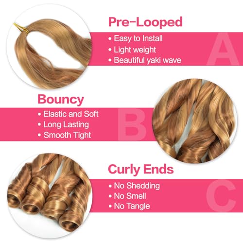 12 inch French Curly Braiding Hair 8 packs 50g/pack Loose Wavy Braiding Hair With Curly Ends French Curls Synthetic Hair Extensions for Boho Box Braids(12 inch,8 packs,P27/30#)