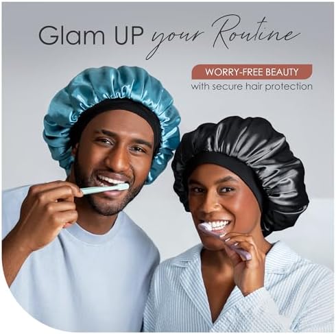 Satin Bonnet Adjustable Sleeping Silk Bonnet Black Women Men Double Layer Satin Silk Sleep Cap Hair Wrap Large Curly Hair