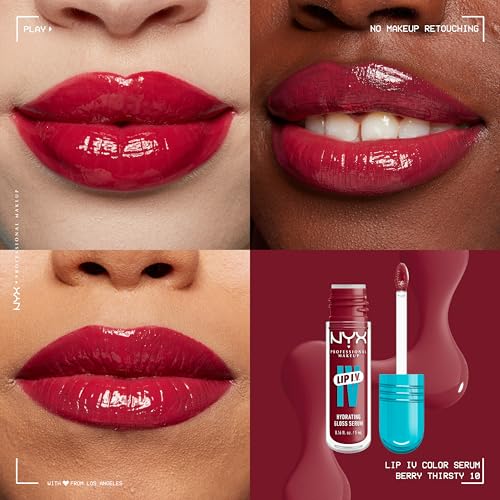 NYX PROFESSIONAL MAKEUP Lip IV Hydrating Glossy Lip Stain with 12HR Hydration - Berry Thirsty (Red)
