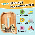 SummiDate Wooden Letter Piggy Bank| Piggy Bank for Boys Girls Toddler| Alphabet Q Money Bank| Coin Bank Birthday Gift for Kids|Birthday Gift for Kids (Q)