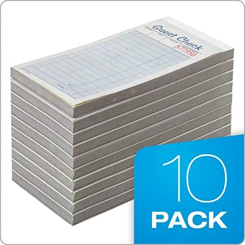 Adams Guest Check Pads, 2-Part, Carbonless, White/Canary, 3-3/8" x 6-3/8", 50 Sets per Pad, 10 Pack (104-50SW)