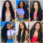 Deep Wave Bulk Hair For Braiding Hair 18inch 300g Wet And Wavy No Weft Quality Synthetic Hair Braiding Extensions For Boho Braids Natural Color 4 Bundles/Pack