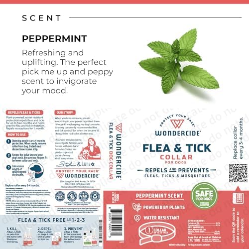 Wondercide Dog Collar - Flea, Tick, and Mosquito Repellent for Dogs - with Natural Essential Oils - Up to 4 Months Protection - Large