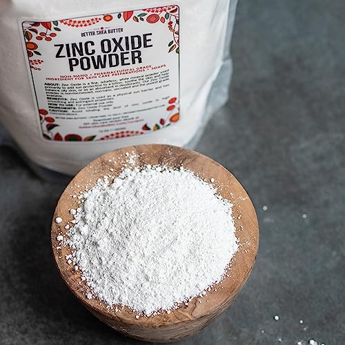 Zinc Oxide Powder | Uncoated, Non Nano Zinc Oxide | Pure, Pharmaceutical Grade | Use in Homemade Sunscreen Lotion | Diaper Rash Cream, Deodorant DIY, Zinc Oxide Ointment | 1 LB by Better Shea Butter