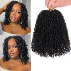 Unionbeauty 8 Packs Pre-looped Yanky Twist Crochet Braids Hair 8 Inch 30 Strands/PCS Natural Black Pre-twisted Passion Twist Boho Crochet Braid Hair with Curly Crochet Hair Senegalese Twist Braids 1B#