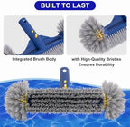 POOLAZA Premium Pool Brush with Round Ends - 12.5'' Head for Pool Walls, Tiles & Spa, High-Efficiency Scrub Brush