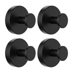 SetSail Suction Cup Hooks for Shower 4 Packs Matte Black Towel Hooks for Bathrooms Wall Mounted Stainless Steel Bathroom Towel Hook for Shower Wall, Window Glass, No-Drill
