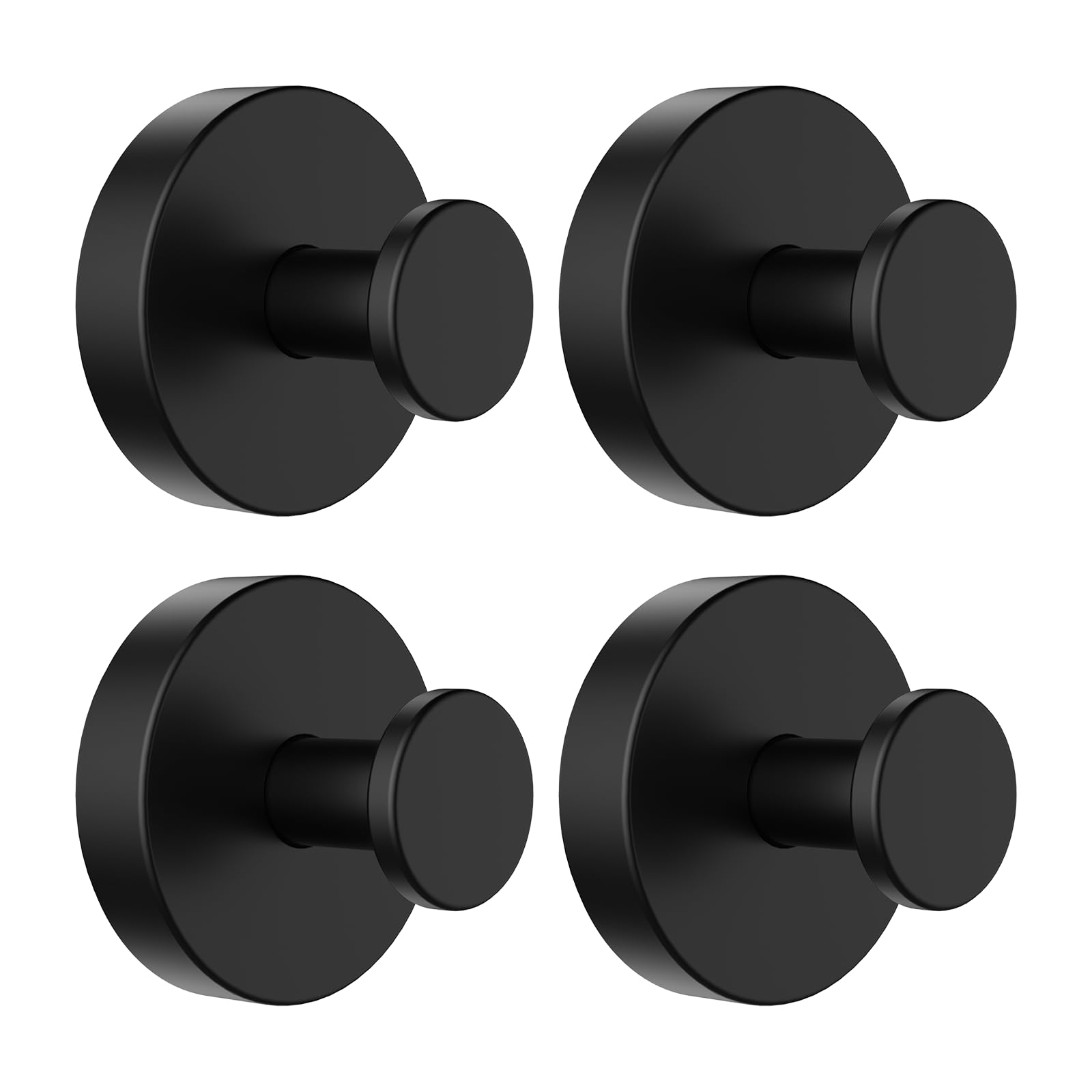 SetSail Suction Cup Hooks for Shower 4 Packs Matte Black Towel Hooks for Bathrooms Wall Mounted Stainless Steel Bathroom Towel Hook for Shower Wall, Window Glass, No-Drill