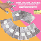 MIILYE Nail Polish Remover Foil Wraps for Acrylic/Dip Powder/UV/Gel/Polish Varnish Soak-off Removal, with Pre-attached Lint Free Pad (300x Nail Gel Polish Remover Wraps)
