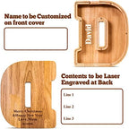 Summidate Customized Name Large Wooden Piggy Bank for Kids Boys Girls Alphabets Letter A-Z Coins Bills Money Change Bank Box Initial on Clear Cover (Laser Engraved) (Alphabet-D, Personalized-9")