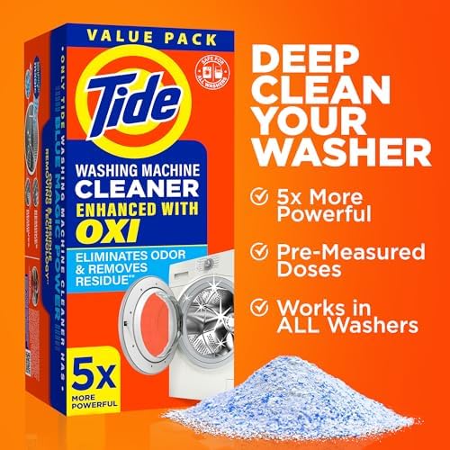 Washing Machine Cleaner by Tide, Washer Machine Cleaner with Oxi for Front and Top Loader Washer Machines, Deep Cleaning Residue & Odor Eliminator, 21 Month Supply