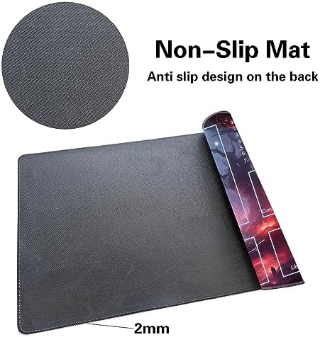 MTG Playmat Size 24x14in Free Storage Bags Non-Slip Backing Printing, Ideal for Card Game Enthusiasts TCG Playmat (with Zone,Ashes of The Fallen)