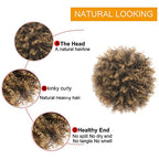 Afro Puff kinky curly Drawstring Ponytail Extension for Black Women Synthetic Short Afro Kinkys Curly Afro Bun Extension Hairpieces Updo Hair Extensions with Two Clips(T27#)