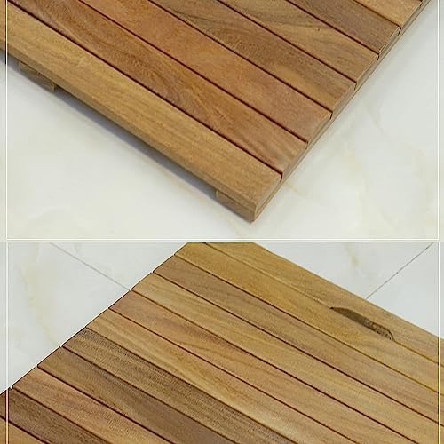 Natural Wooden Bath Mat Duckboard,Non Slip Bathroom Spa Shower Mat Sauna,Slatted Rectangular,Luxury Modern Doormat,Bamboo Bath Mat for Shower (Size : 40x70cm/16x28in)