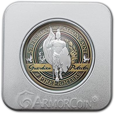 & Emblem - Firefighter Brotherhood Challenge Coin Saint Florian in Deluxe Display tin with Bonus polishing Cloth