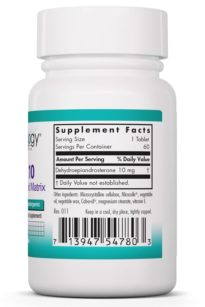 Nutricology DHEA 10 mg - Micronized Lipid Matrix Tablets - Hormone & Endocrine Support - Enhanced Absorption Formula - Hypoallergenic - 60 Servings - 60 Tablets