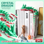 Large 3D Printed Dragon,24 Inch 3D Dragon Toys,Bigger Fidget Crystal Animals Toys, 3D Printed Articulated Animals for Home Office Car Desk Decor(Green White Red.24inch)