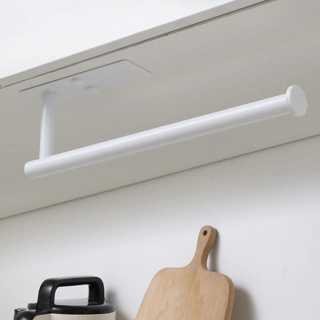 theaoo Under Cabinet Paper Towel Holder for Kitchen, Self-Adhesive, White