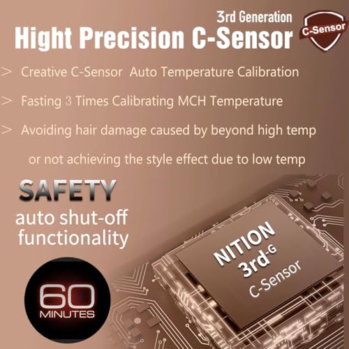 NITION Nano Titanium Hair Straightener 1" Heating Plate Smooth Straightening Flat Iron for Hair. LCD 265-450°F Adjustable for All Hair Type. Travel Pouch Bag Included. MCH Fast Heating Up. Blue