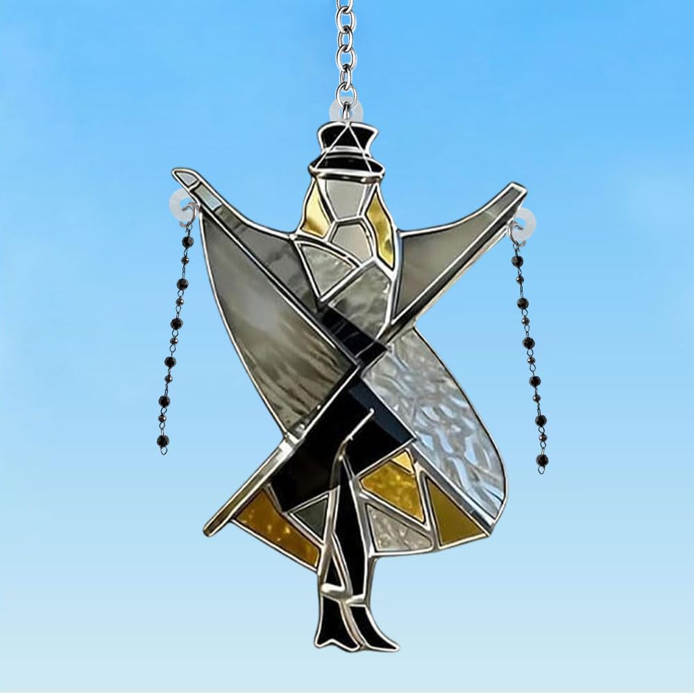 2026 New Dancing Lady Inspired Stained Glass Spinner, Stained Glass Wind Spinner, Sunlight Catcher, Self-Assembly Boho Hanging Decor,DIY Sunlight Catcher for Window, Garden, Porch (1Pcs)