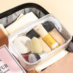 5 Pack Clear Plastic Zippered Toiletry Carry Pouch TSA Approved Toiletry Bag Portable Cosmetic Makeup Bag for Vacation, Bathroom and Organizing (White, Mixed Size)