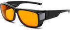 CAXMAN 99.9% Blue Light Blocking Glasses Sleep Glasses Orange Tinted Lens for Good Sleep Fit Over Glasses Fully Covered Your Eyes Black