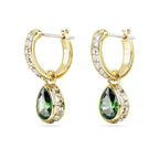 Swarovski Chroma Drop Earrings, Green Pear-Cut Stones in a Gold-Tone Finished Setting, Part of the Swarovski Chroma Collection