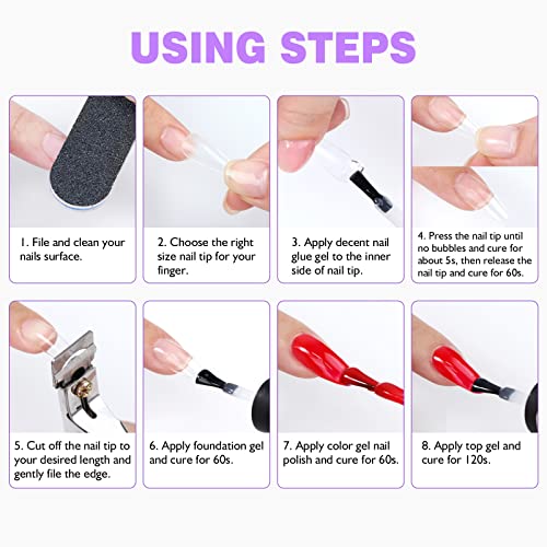 SAVILAND 30ML Gel X Nail Glue U V Light: 2 Pcs Gel Nail Glue and U V Nail Lamp for Nails, Gel X Nail Kit with Lmap Fast Curing Nail Glue for Gel X Extension DIY Home Nail Art