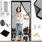 Magnetic Screen Door Closure Fit Door Size 30 x 78 Inch, BSHANO Mesh Door Curtain Screen Size 32" x 80" - 36 Stronger Magnets,Heavy Duty,Hands Free Mesh Partition Keeps Bugs Out- Pet and Kid Friendly